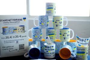 Bedruckte Tassen: Erlös kommt notleidenden Menschen in der Ukraine zu Gute